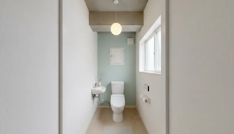 築古マンション(コンパクト)のトイレをかわいいに。淡いピンクまたはミントの壁一面が主役。