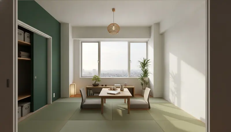 タワーマンションの和室を北欧ナチュラルに。オーク無垢フローリングが主役。