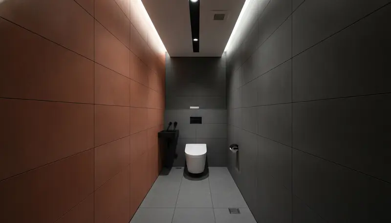 タワーマンションのトイレをスタイリッシュに。テラコッタのアクセントが主役。