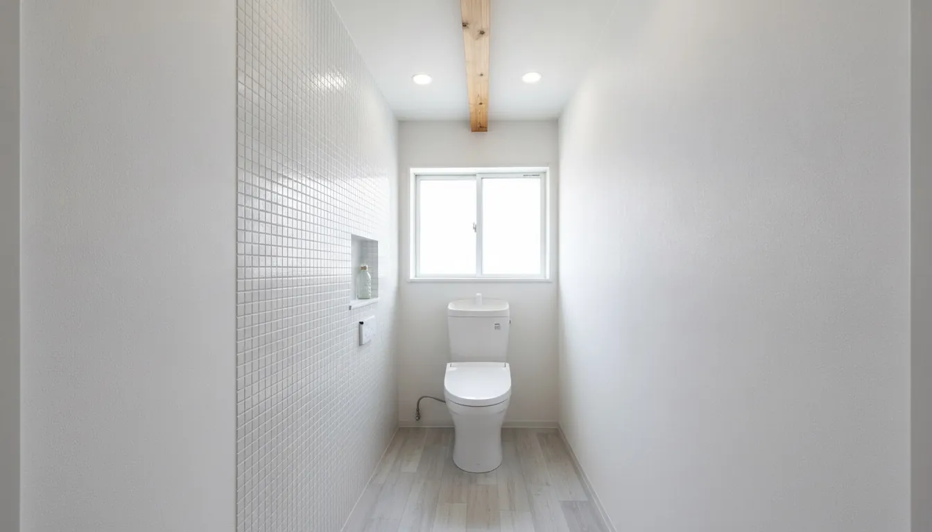 賃貸・コスト重視のトイレを清潔感に。白い便器が主役。