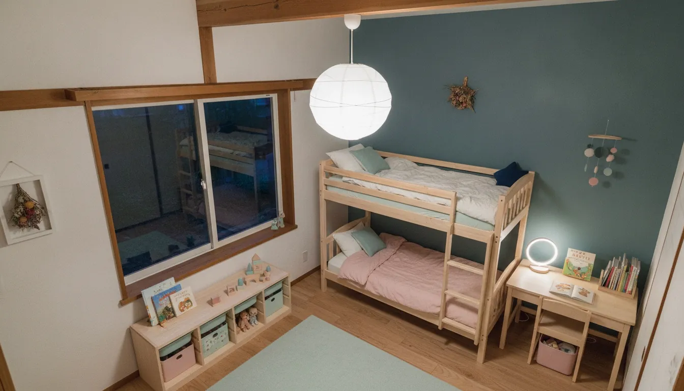 平屋の子ども部屋をかわいいに。白い塗り壁が主役。