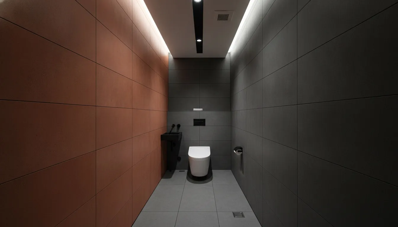 タワーマンションのトイレをスタイリッシュに。テラコッタのアクセントが主役。